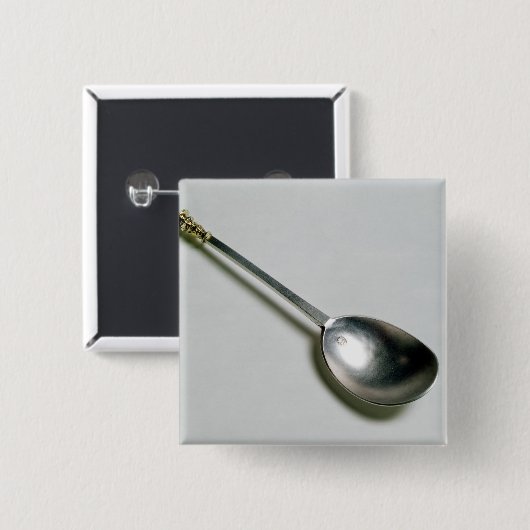 Silberner Apostellöffel mit GoldSiegelspitze, 1668 Button (Vorne & Hinten)