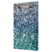 Silberner aquamariner blauer Glitzer-Blick Klemmbrett (Links)