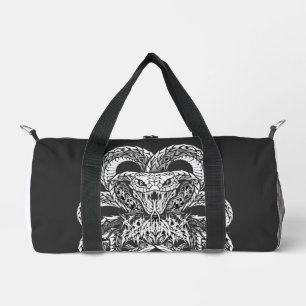 Silberner Art Deco Cobra Ornamentale Linienkunst Duffle Bag