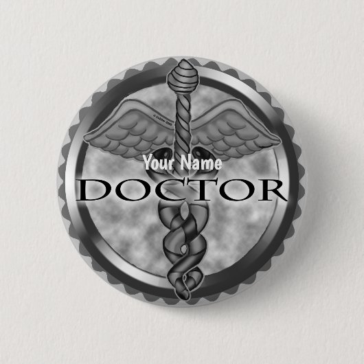 Silberner Arzt Button (Vorderseite)