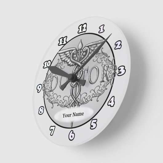 Silberner Arzt Runde Wanduhr (Winkel)