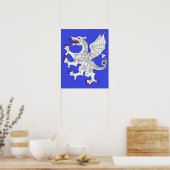 Silberner aufsteigender Drache Poster (Küche)