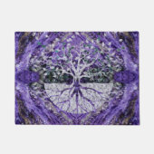 Silberner Baum des Lebens Yggdrasil auf Amethyst Fußmatte (Vorderseite)