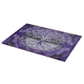 Silberner Baum des Lebens Yggdrasil auf Amethyst Schneidebrett (Ecke)