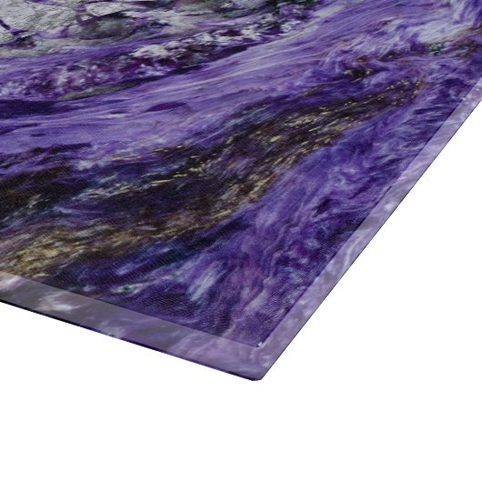 Silberner Baum des Lebens Yggdrasil auf Amethyst Schneidebrett (Ecke)