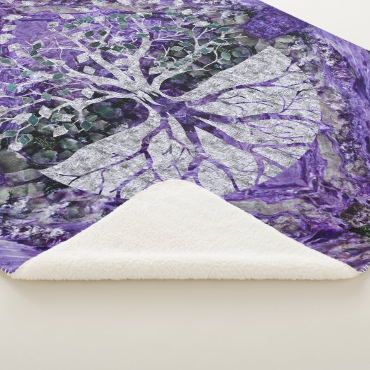 Silberner Baum des Lebens Yggdrasil auf Amethyst Sherpadecke (3/4)
