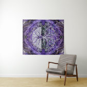 Silberner Baum des Lebens Yggdrasil auf Amethyst Wandteppich (Beispiel (Horizontal))