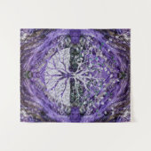 Silberner Baum des Lebens Yggdrasil auf Amethyst Wandteppich (Vorderseite (Horizontal))