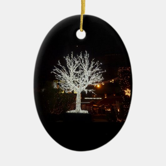 Silberner Baum-Verzierung Keramikornament (Vorne)