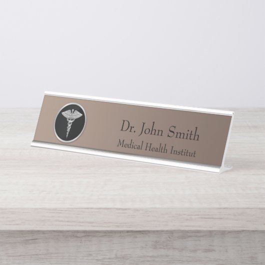 Silberner Berufmedizinischer Schreibtischnamensplakette (Vorderseite )