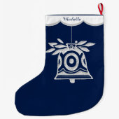 Silberner blauer Freude-Hoffnungs-Frieden Großer Weihnachtsstrumpf (Rückseite)