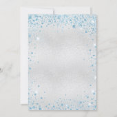 Silberner blauer Glitter-Winter-Geburtstag Einladung (Rückseite)