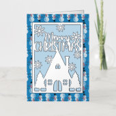 Silberner blauer Schneemann Faux-Papierkunst Frohe (Vorderseite)