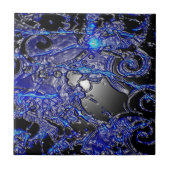 Silberner blauer Strudel abstrakt Fliese (Vorderseite)
