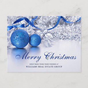Silberner blauer Weihnachtsschmuck Firmen-Gruß Postkarte