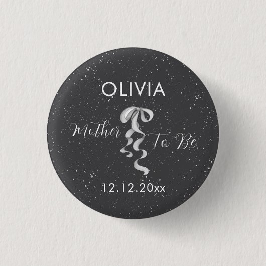 Silberner Bogen Winter-Schnee Mutter-To-Be-Baby-Pa Button (Vorderseite)