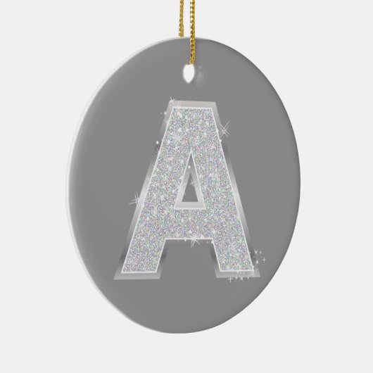 Silberner Buchstabe A Keramik Ornament (Rechts)