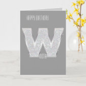 Silberner Buchstabe W Karte (Gelbe Blume)
