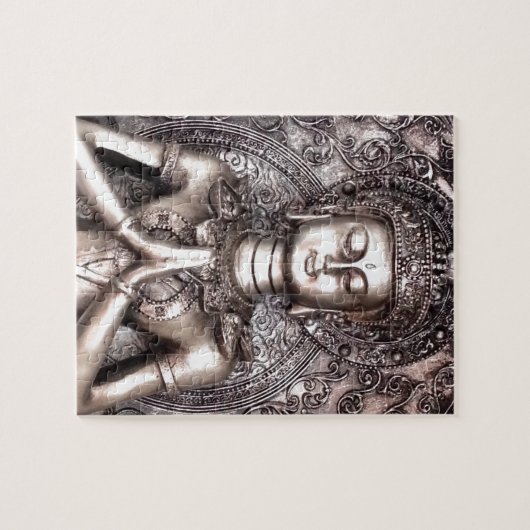 Silberner Buddha Puzzle (Horizontal)