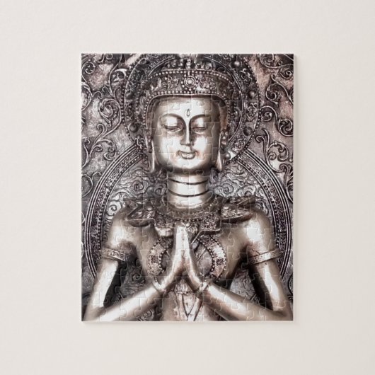 Silberner Buddha Puzzle (Vertikal)