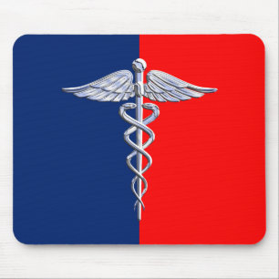Silberner Caduceus Medizin-Symbol Liga Mousepad