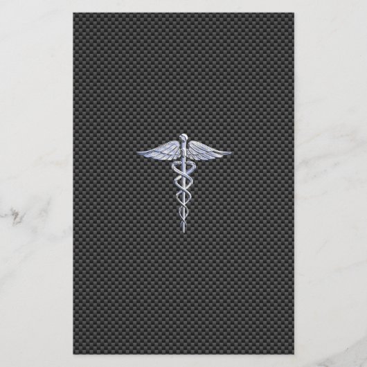 Silberner Caduceus-medizinische Briefpapier (Vorderseite)