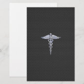 Silberner Caduceus-medizinische Briefpapier (Vorne/Hinten)
