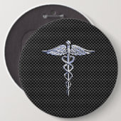 Silberner Caduceus-medizinische Button (Vorne & Hinten)