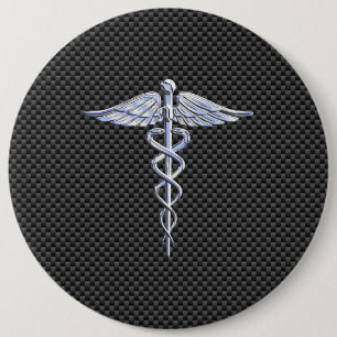 Silberner Caduceus-medizinische Button