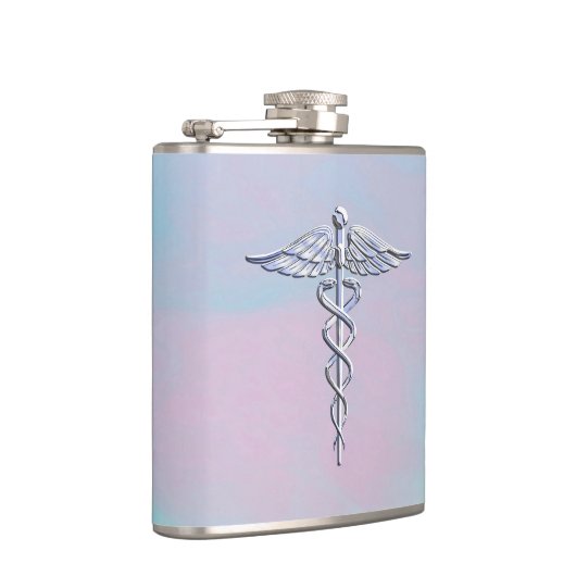 Silberner Caduceus-medizinische Flachmann (Rechts)