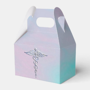 Silberner Caduceus-medizinische Geschenkschachtel