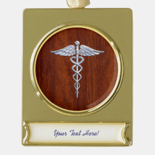 Silberner Caduceus-medizinischer Banner-Ornament Gold