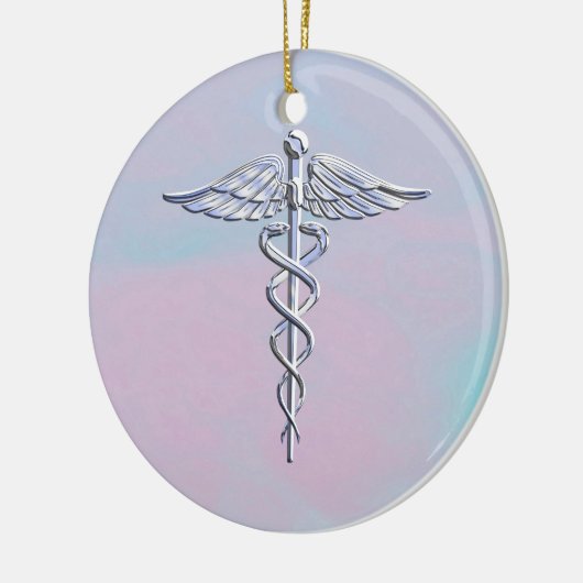 Silberner Caduceus-medizinischer Keramikornament (Links)