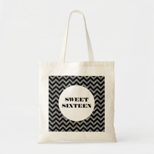 Silberner Chevron-Glitter-Totebeutel Sweet 16 Tragetasche
