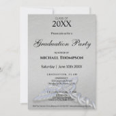 Silberner Chrome Medizinischer Caduceus Abschluss  Einladung (Vorderseite)