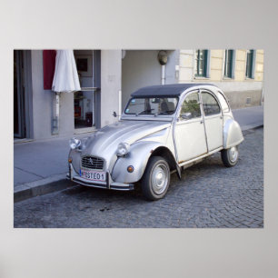 Silberner Citroën 2CV Poster
