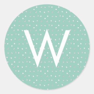 Silberner Confetti-Monogramm-Aufkleber Runder Aufkleber