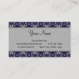 Silberner Damast auf Blau mit Streifen und Visitenkarte
