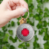 Silberner Damast mit einem Imitatgranatsedelstein Schlüsselanhänger (Hand)
