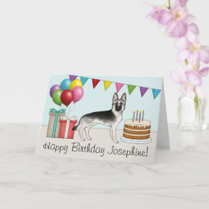 Silberner Deutscher Schäferhund Bunter Alles Gute Karte