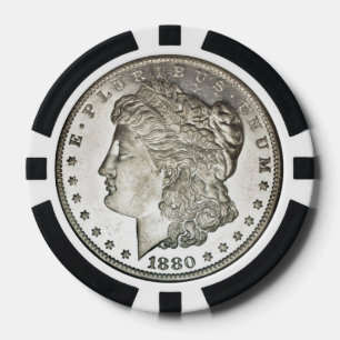 Silberner Dollar-Bild Morgans auf Poker-Chips Pokerchips