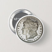 Silberner Dollar-Knopf Morgans Button (Vorne & Hinten)