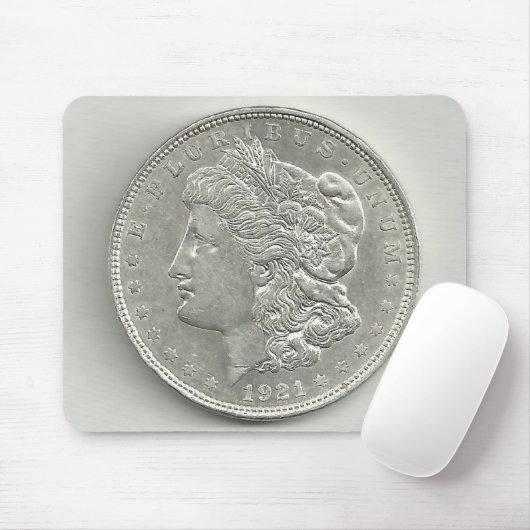 Silberner Dollar-Mausunterlage 1921 Morgans Mousepad (Mit Mouse)