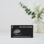 Silberner Dollar-Münzen-Visitenkarte-Schablone Visitenkarte (Stehend Vorderseite)