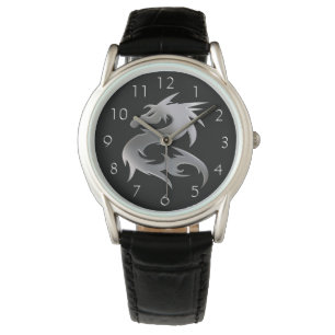 Silberner Drache Armbanduhr