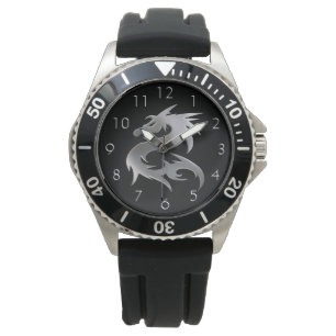 Silberner Drache Armbanduhr