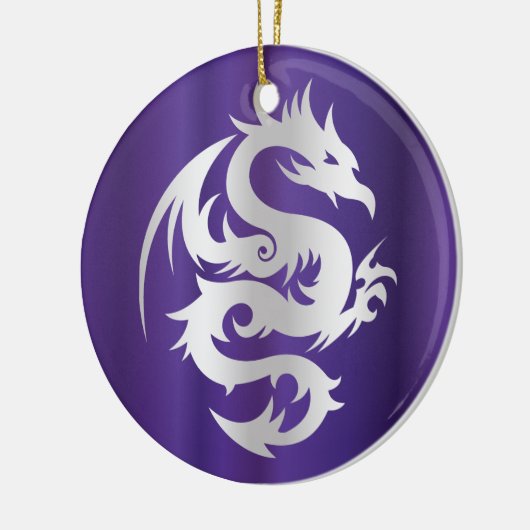 Silberner Drache auf kaiserlichemlila Keramikornament (Links)