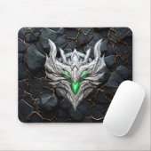 Silberner Drachen-Emblem Mousepad (Mit Mouse)