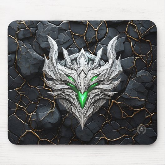 Silberner Drachen-Emblem Mousepad (Vorne)