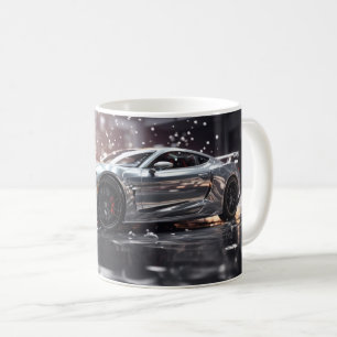 Silberner Drift-Sportwagen Kaffeetasse